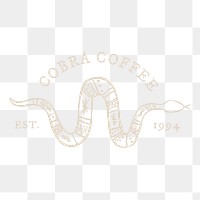 Png vintage coffee shop logo with snake illustration in beige