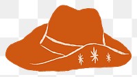 Png cowboy hat logo hand drawn illustration in orange