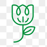 Flower line icon png in green tone