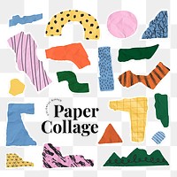 Sticker png of ripped paper collage set transparent background