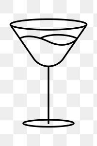 Martini glass png graphic line art style