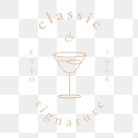 Cocktail glass logo png in line art style