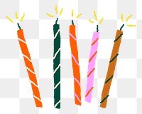 Candles png sticker birthday celebration cute doodle