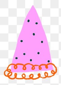 Png birthday cone hat sticker in cute doodle style