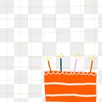 Grid png background birthday cake in doodle style