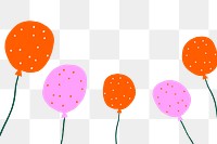 Balloons png sticker birthday celebration cute doodle