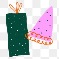 Png birthday gift sticker in cute doodle style