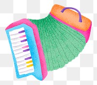 Accordion png sticker colorful instrument illustration