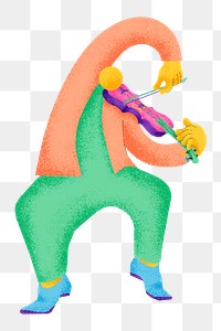 Violinist png sticker colorful musician flat graphic