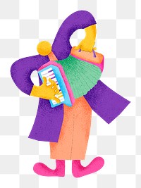 Accordionist png sticker colorful musician flat graphic