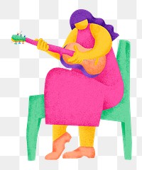 Guitarist png sticker colorful musician flat graphic