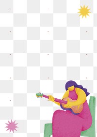 Guitarist png background with pink character flat graphic border