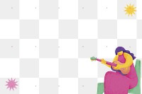 Guitarist png background with pink character flat graphic border