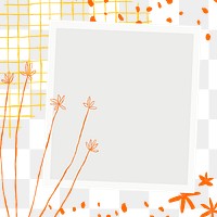 Floral png frame with flower doodles on transparent aesthetic background