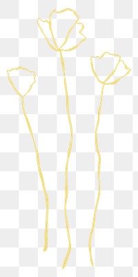 Flower png cute yellow doodle illustration with branch