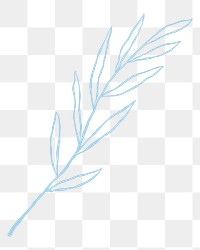 Leaf png cute blue doodle illustration with branch