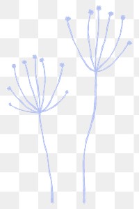 Dandelion png purple flower with branch doodle illustration