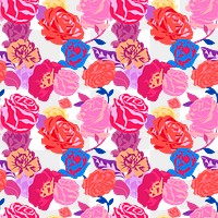 Feminine floral png pattern with pink roses colorful background