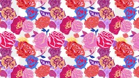 Feminine floral png pattern with pink roses colorful background