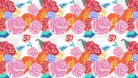 Spring floral png pattern with pink roses colorful background