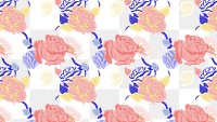 Spring floral png pattern with pink roses pastel background