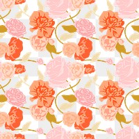 Feminine floral png pattern with pink roses pastel background