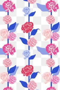 Cute floral png pattern with pink roses background