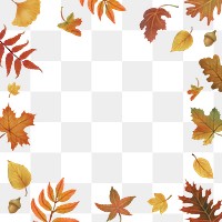 Png autumn leaves frame on transparent background