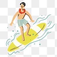 Tropical surfer sticker png in summer vacation theme
