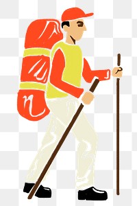 Hiking man png adventure sticker for diary