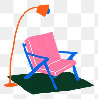 Hand drawn chair png furniture sticker in colorful flat graphic style
