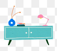Hand drawn side table png furniture sticker in colorful flat graphic style