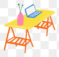 Hand drawn object png furniture sticker in colorful flat graphic style