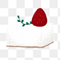 Strawberry square cake element png cute hand drawn style