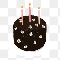 Black birthday cake element png cute hand drawn style