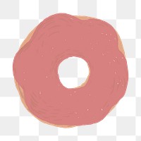 Strawberry frosted donut element png cute hand drawn style