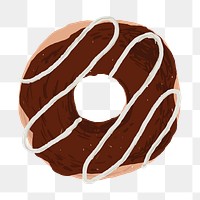 Chocolate frosted donut element png cute hand drawn style