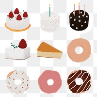 Cute dessert element png set food drawing