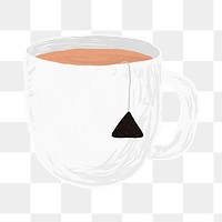 Cup of tea element png cute hand drawn style