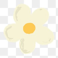 White flower element png cute hand drawn style
