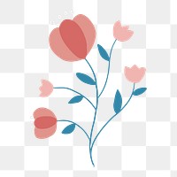 Blooming pink flower element png feminine style