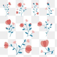 Cute pink flower element png set feminine style