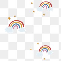 Cute rainbow png transparent background in hand drawn style