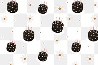 Birthday cake patterned background png with daisy flowers cute hand drawn style