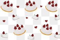 Strawberry cake patterned background png cute hand drawn style