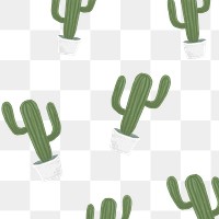 Cactus pot patterned background png cute hand drawn style