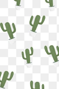 Cactus pot patterned background png cute hand drawn style