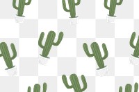 Cactus pot patterned background png cute hand drawn style