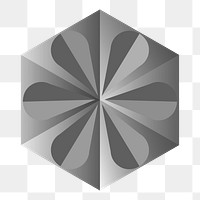 3D heptagon geometric shape png in grey abstract style