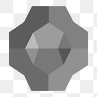 3D irregular geometric shape png in grey abstract style